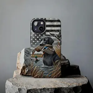 Duck Hunting American Flag Phone Case, Retriever Dog & Mallard Artwork, Durable Tough Protective Cover, Gift for Duck Hunters, for iPhone 17 Pro Max Phone Case 17 Air 16E 16 15 Plus 14 13 12 11 X XS Max XR 7 8 Plus Phone Cases,Samsung Galaxy S25 ULTRA
