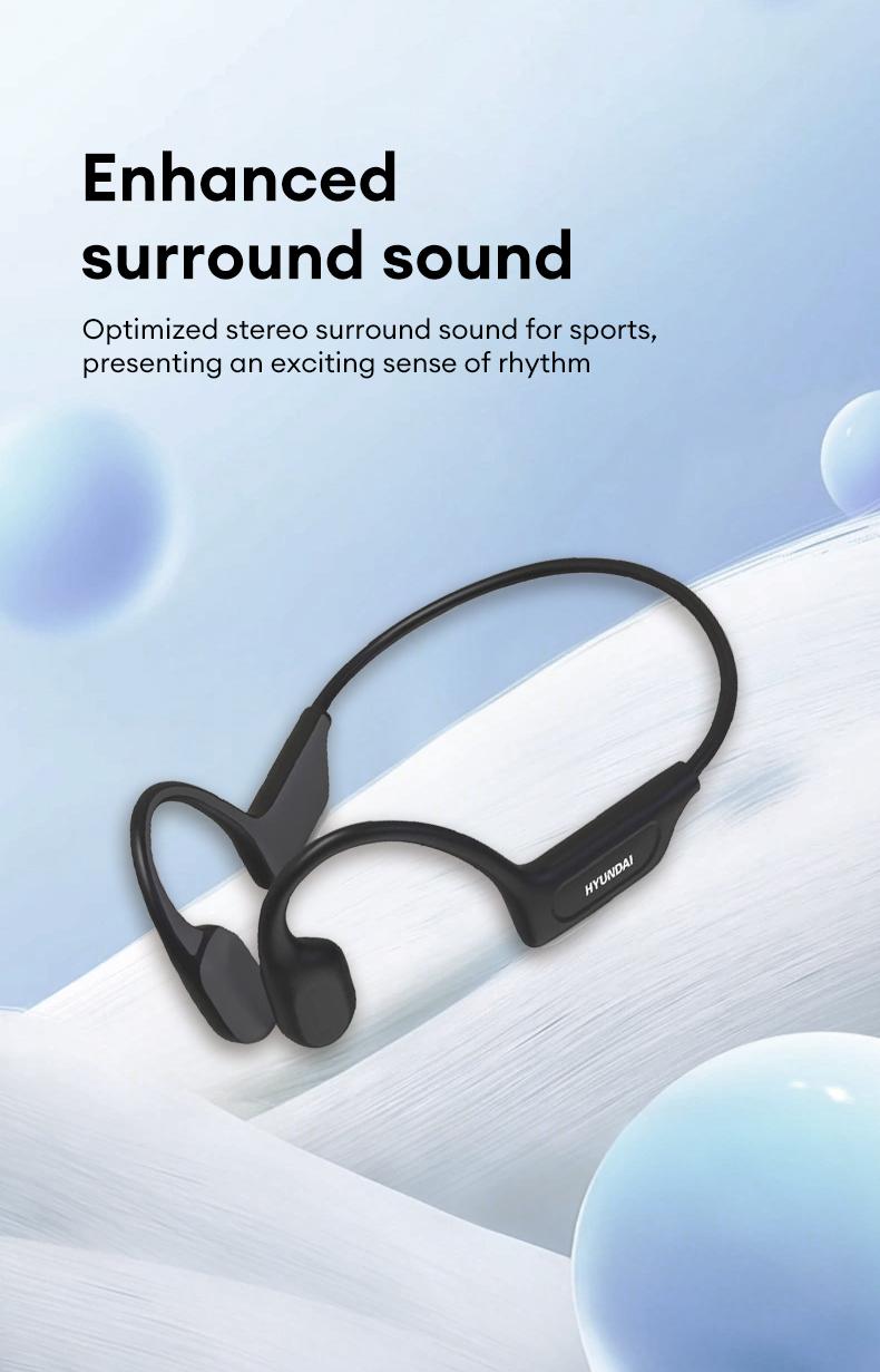 HYUNDAI G06 Bone Conduction Neckband Wireless Earphones with Bluetooth 5.4, Enhanced Surround Sound, 360° Flexible Bending, Lightweight & Comfortable Fit, Ultra-Long Battery Life, Wireless Headphones for Music, Calls & Sports