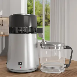 Garvee 1.1 Gallon Water Distiller 750W Home Water Purifier with Glass Jug - Produces Drinking Water with 2ppm Purity, Ideal for Home and Office Use, Silver