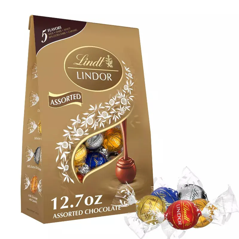 Lindt LINDOR Assorted Chocolate Candy Truffles Bag – 12.7oz