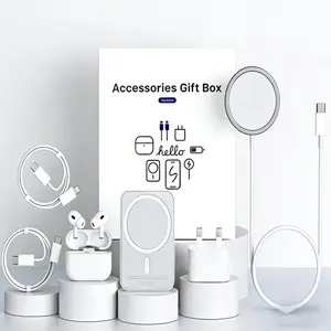 Upgraded 6-in-1 Magnetic Charging & Audio Kit– 10,000 mAh Mag Power Bank + Wireless Charger & Type-C & Lightning Cables, Enhanced Magnetic Ring, All-in-One Travel Set for Android & iOS Devices,Essential school set-Back to school season