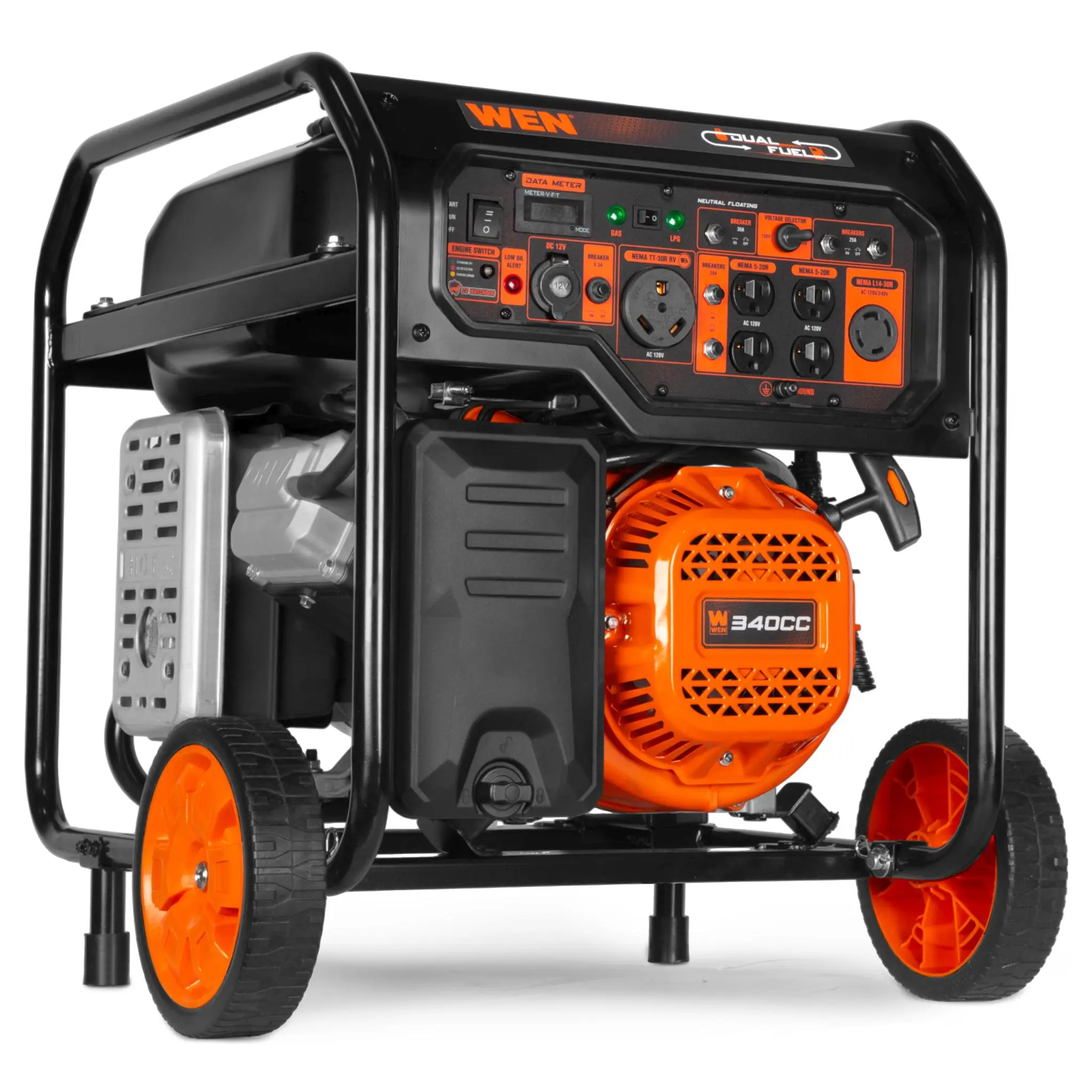 WEN DF8000X 8000-Watt Dual Fuel Portable Generator - 120V/240V, Electric Start, 340cc Engine, Transfer-Switch Ready, RV-Ready, CO Shutdown Sensor