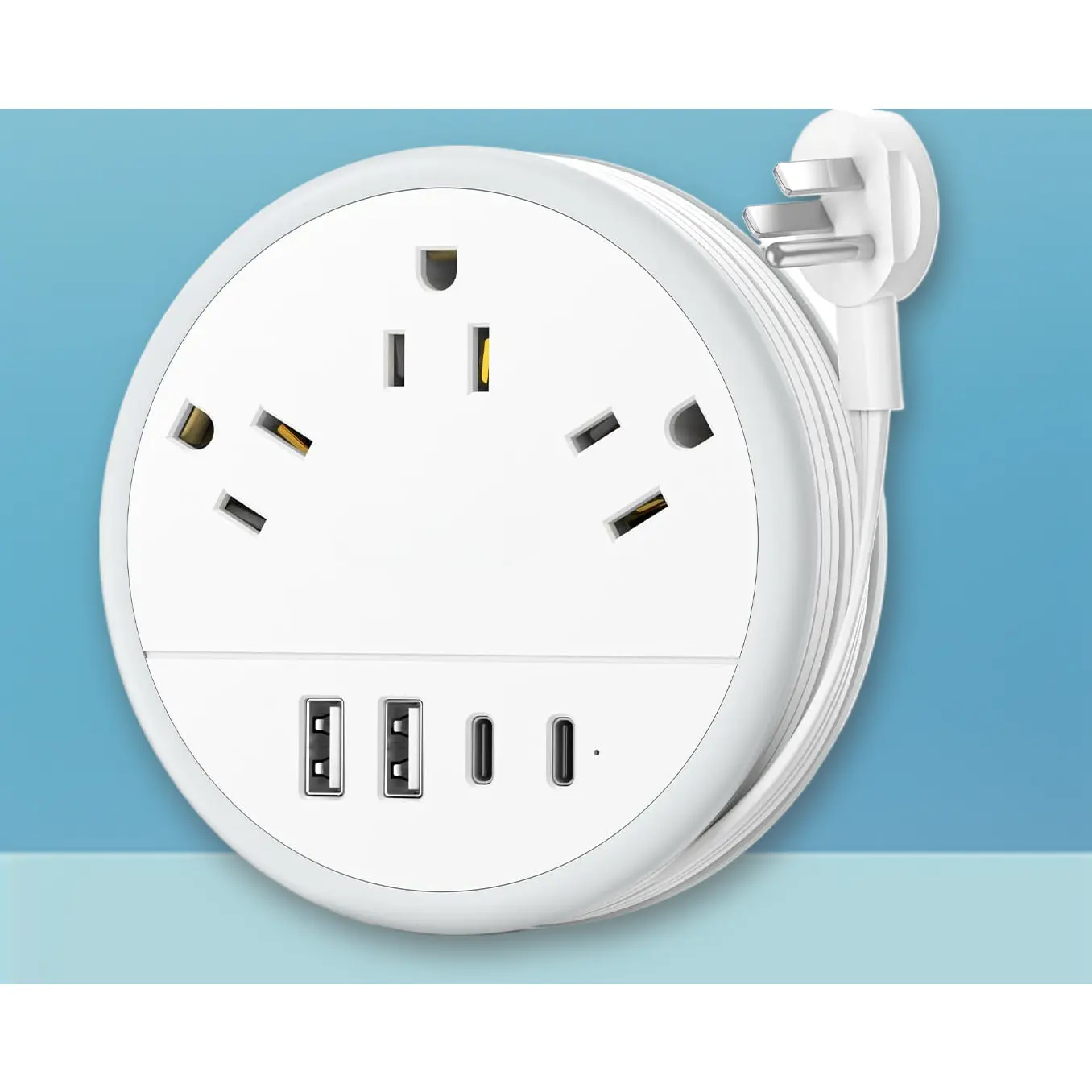 Travel Power Strip Travel Essentials Cruise Essentials 3 Outlets 4 USB Ports 2 USB C 4FT Wrapped Extension Cord for Travel Cruise Ship Beach Vacation White