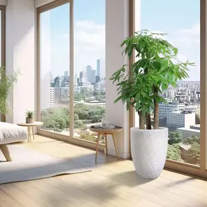 Large indoor and outdoor ceramic flower pots made by hand, suitable for potted plants, trees and garden decoration. The pots are made of breathable clay with drainage holes.