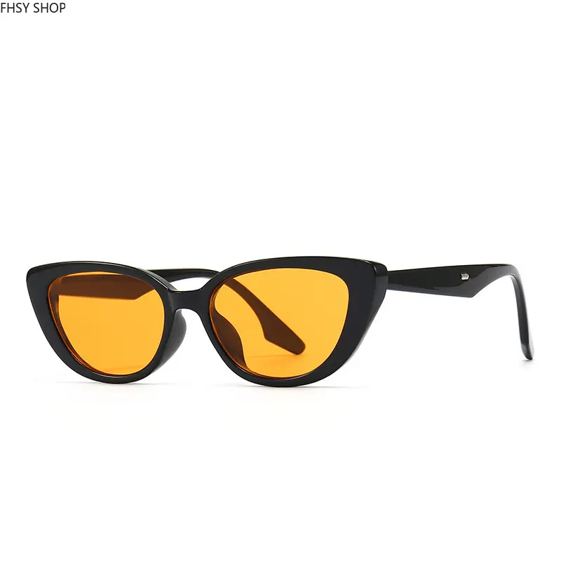 Retro Cat-Eye Sunglasses for Women, 90s-Era Tinted Orange Lenses with UV400 Protection, Streetwear Fashion, 90S-Era Women's Sunglasses, Retro-Inspired Women's Sunglasses
