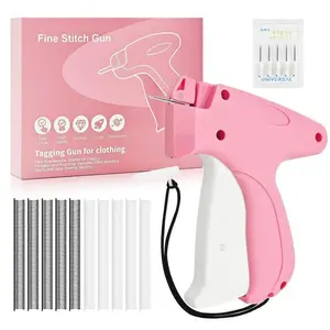 [Handheld Mini Sewing Machine] Stitch Gun for Clothes & Tagging Tool Comes with 5 needles + 500 black/500 white fasteners