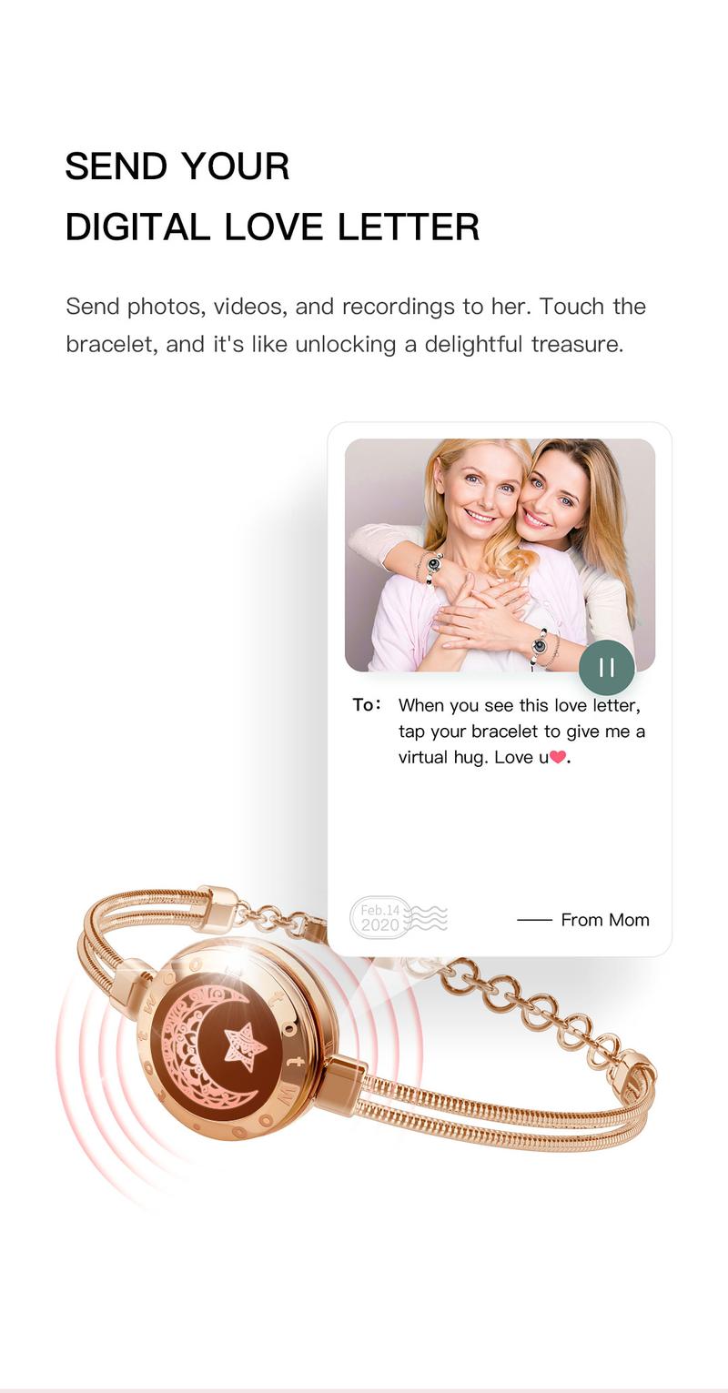 totwoo Long Distance Touch Bracelets, Meaningful Gift For Mom&Daughter or Bestie or Friends Anniversary Birthday