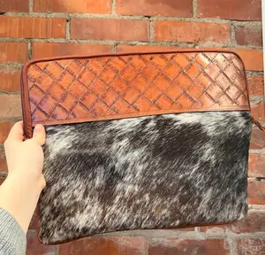 Genuine tooled leather & cowhide laptop/computer case