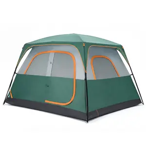 6-Person Family Camping Tent - Waterproof Cabin with Mesh Windows & Skylights, Easy Setup 5 min, Portable for Car Camping & Hiking