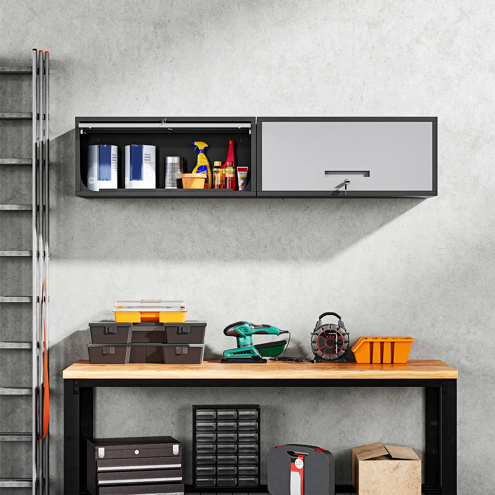 Yizosh Metal Wall-Mounted Storage Cabinet with Lockable Door & Textured Coat, Garage Storage Solutions, 13"D for Garage, Kitchen,dorm essentials,home decor