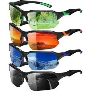 4 pairs of polarized sports sunglasses, unisex, UV-proof lightweight half-frame sunglasses, suitable for outdoor cycling, motorcycle, driving, fishing, snow anti-glare and other uses