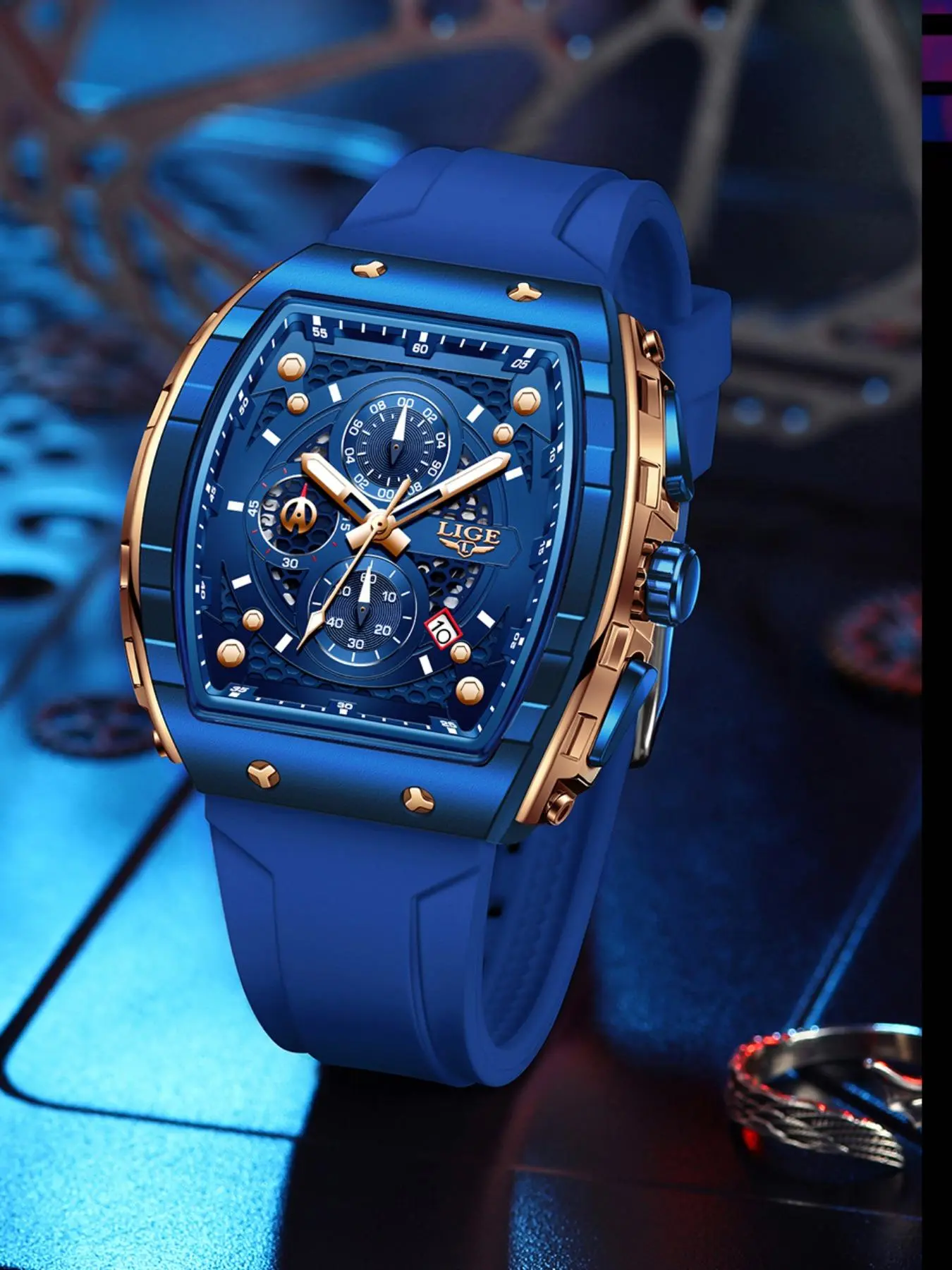 Men's Sporty Waterproof Quartz Watch, Quartz Analog Wristwatch, Fashionable Luminous Watch with Calendar Display for Party, Daily Clothing Decor, Trendy All-match & Exquisite Watch for Gift with Box