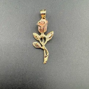 Gold 14k pendant rose design for everyday wear