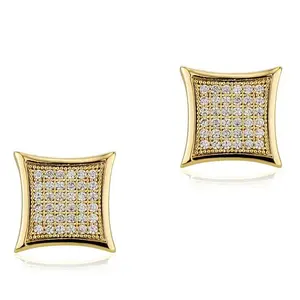 GAB 16mm Quadrilateral Zirconia Earrings,High Quality,Fashionable For Men