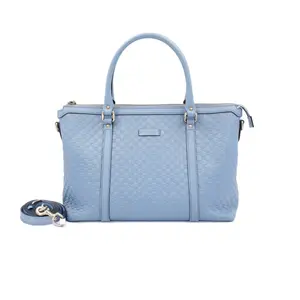 Pre-owned GUCCI Leather Tote Bags Microguccissima Medium Blue JM MM386