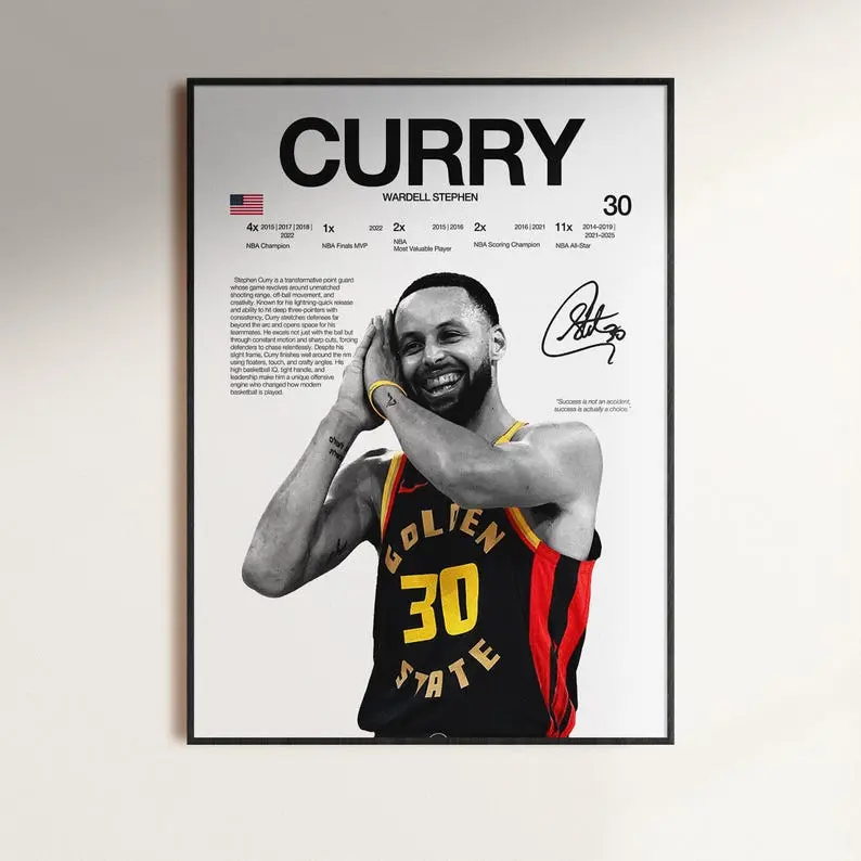 Stephen Curry Poster,  Wall Print, Basketball   Poster Print, Sports Decor, Golden State Warriors Poster,  Gift