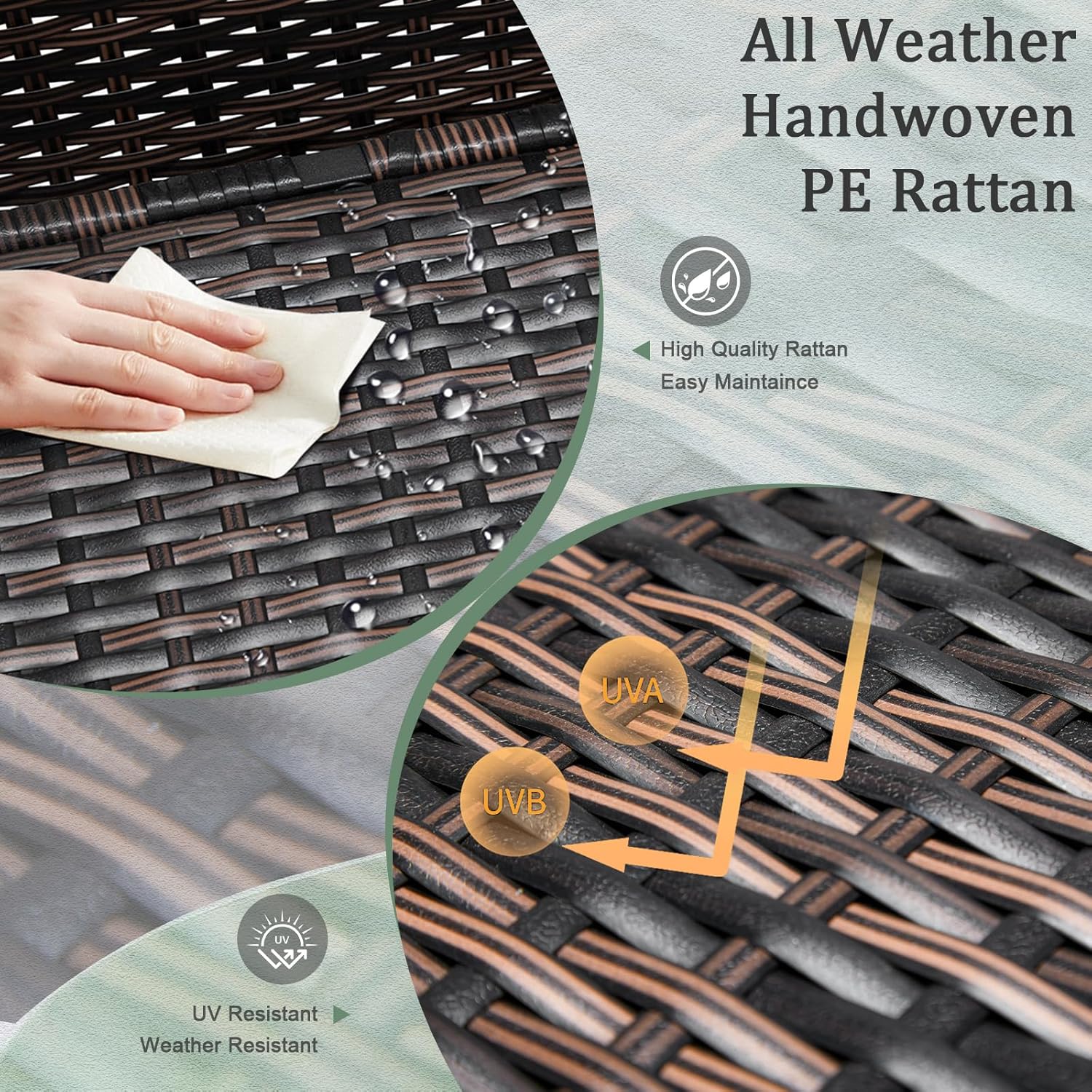 VINGLI Outdoor Side Table with Storage, 13/27-Gallon Storage Box Outdoor Wicker Side Table for Patio Storage Table , Middle, Brown