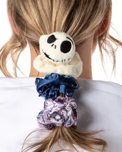 Disney The Nightmare Before Christmas Scrunchie Set Hair Ties Hair Accessories For All Hair Types 3 Piece Set | Pain-Free Removal For Braids Ponytails