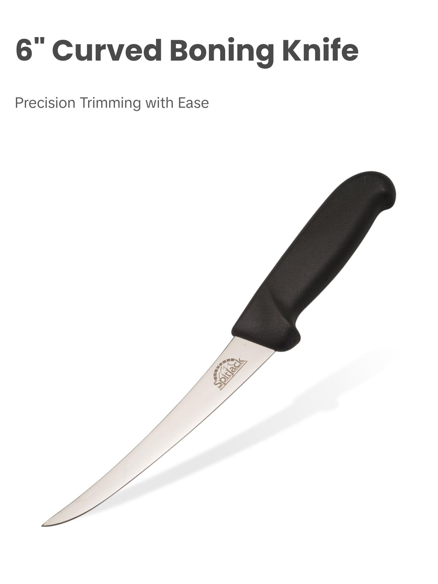 SpitJack Meat Trimming and Boning Knife - 6 Inch Curved Blade