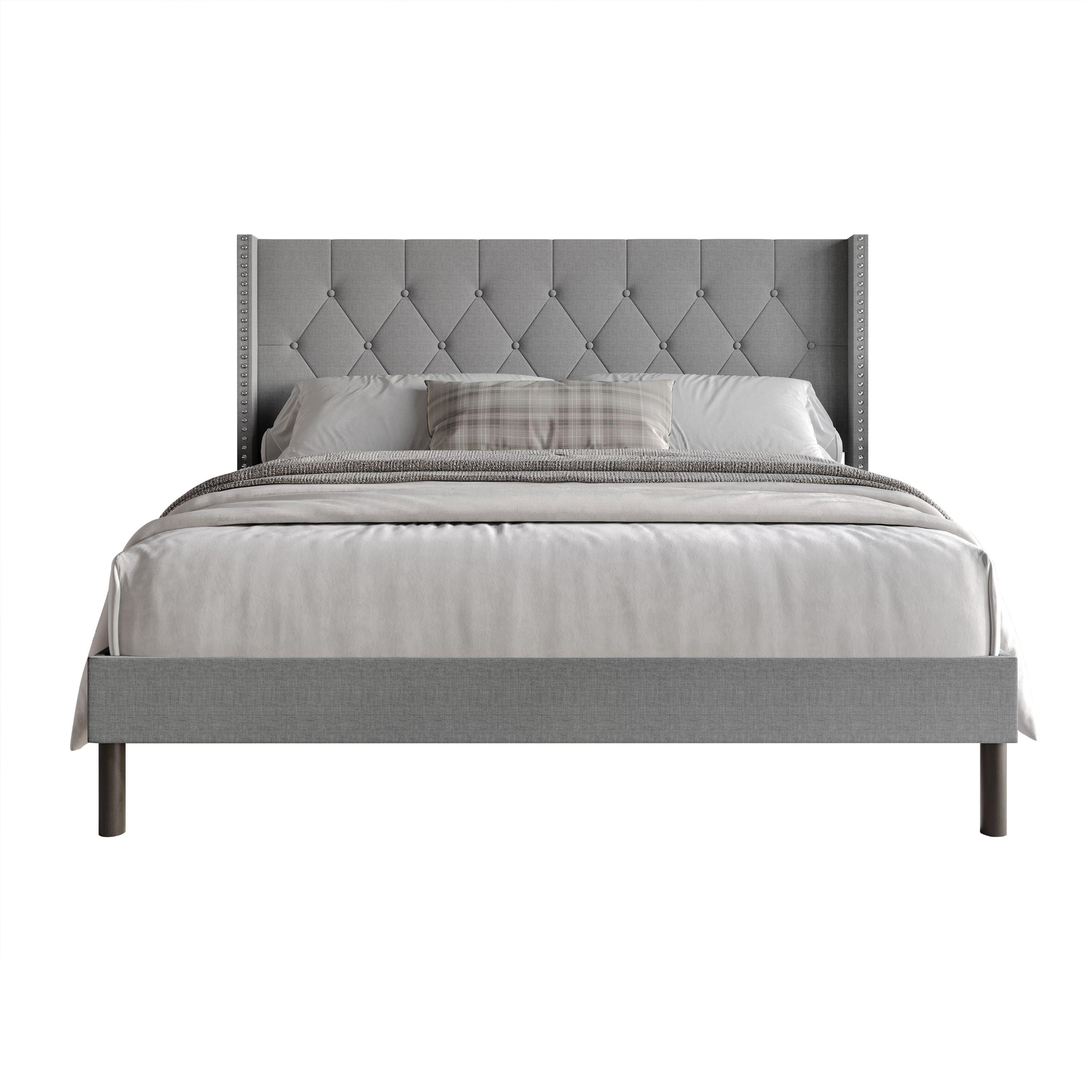 Favorer Cicero Tufted Upholstered Wingback Panel Bed, Box Spring Require, Comfortable and Stylish Design King Size Four Sturdy Legs Favorer Cicero Tufted Upholstered Wingback Panel Bed, Box Spring Require, Comfortable and Stylish Design King Size Four Sturdy Legs