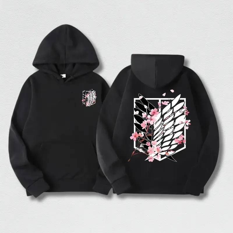 Men's Attack on Titan Hoodie, Harajuku Graphic Pullover, Streetwear Anime Merchandise Party Clothing, Cool Gifts for Guys, New Year