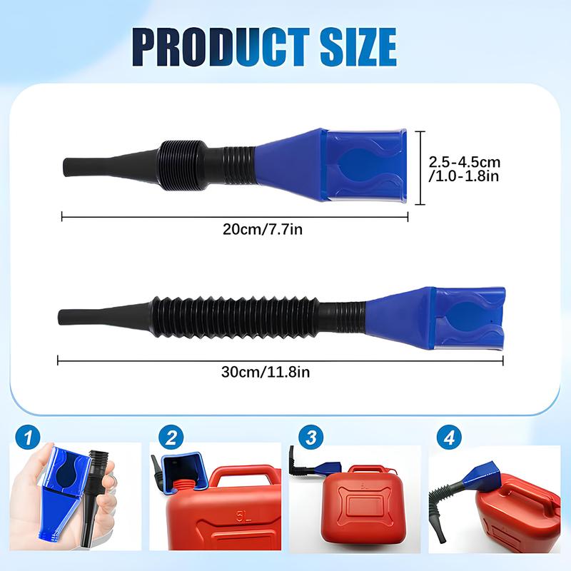 Oil Funnel for Automotive Use, Universal Flexible Fuel Funnel with Retractable Hose for Gas Transfer, Reusable Wide Mouth Gasoline Funnel for Cars, Trucks, Boats & Motorcycles, Easy to Clean