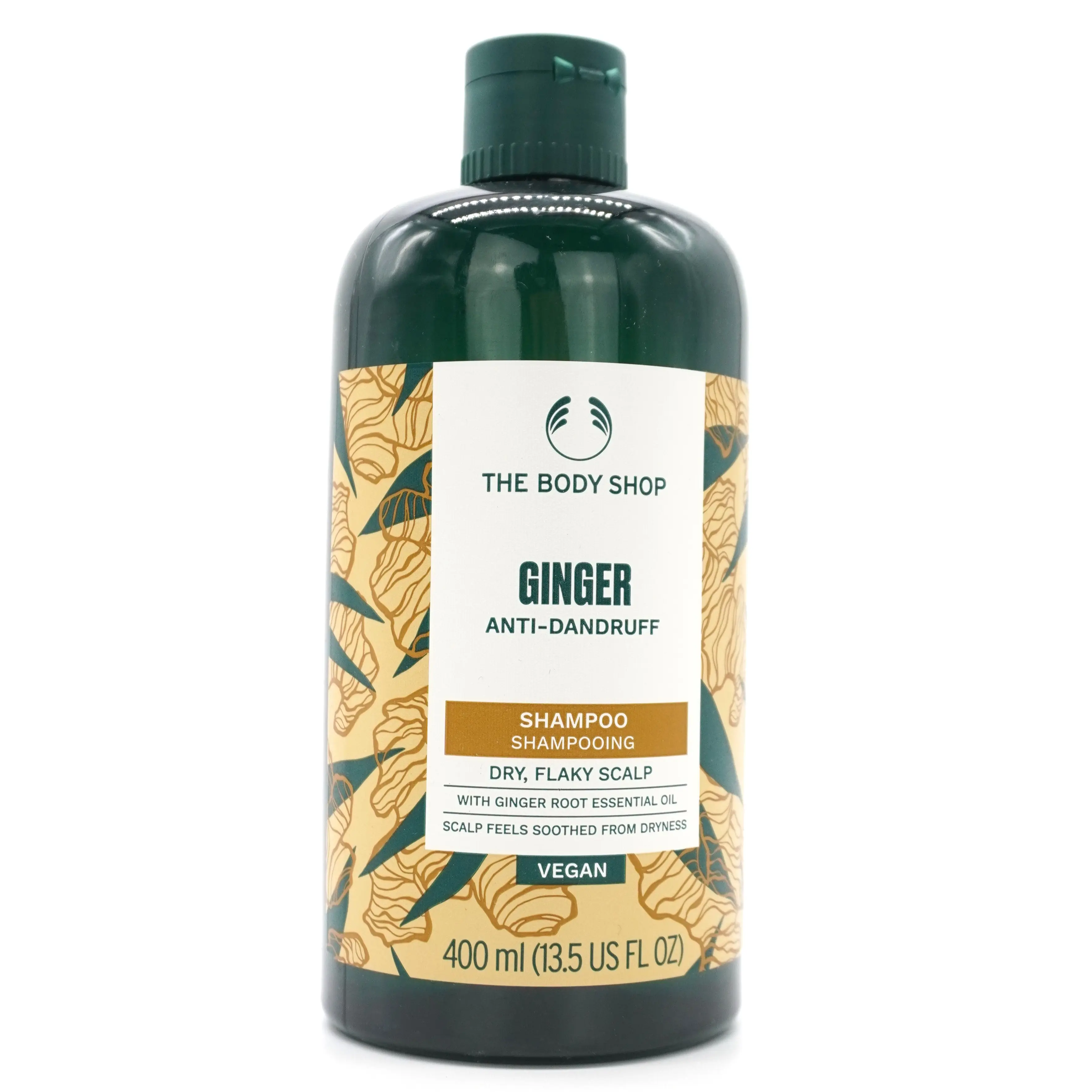 The Body Shop Ginger Anti-Dandruff Haircare Shampoo, 400ml - Salicylic Acid Cleanser, Gentle Hydrating & Moisturizing Formula for Dry, Flaky Scalp with Moisture Retention, Scalp Relief & Selfcare Benefits