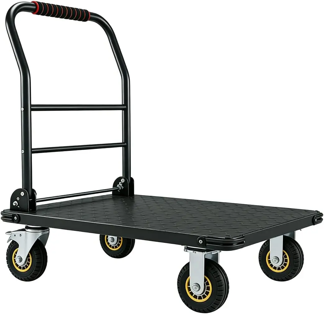 Garvee Heavy Duty Platform Truck Cart – 1800 lbs Capacity, 36" x 24" Collapsible Utility Push Cart with 6" Swivel Wheels & Brakes – Foldable Flatbed Hand Truck for Warehouse, Garage, Shipping, Moving, Office, Retail – Smooth Rolling, Space-Saving, Sturdy