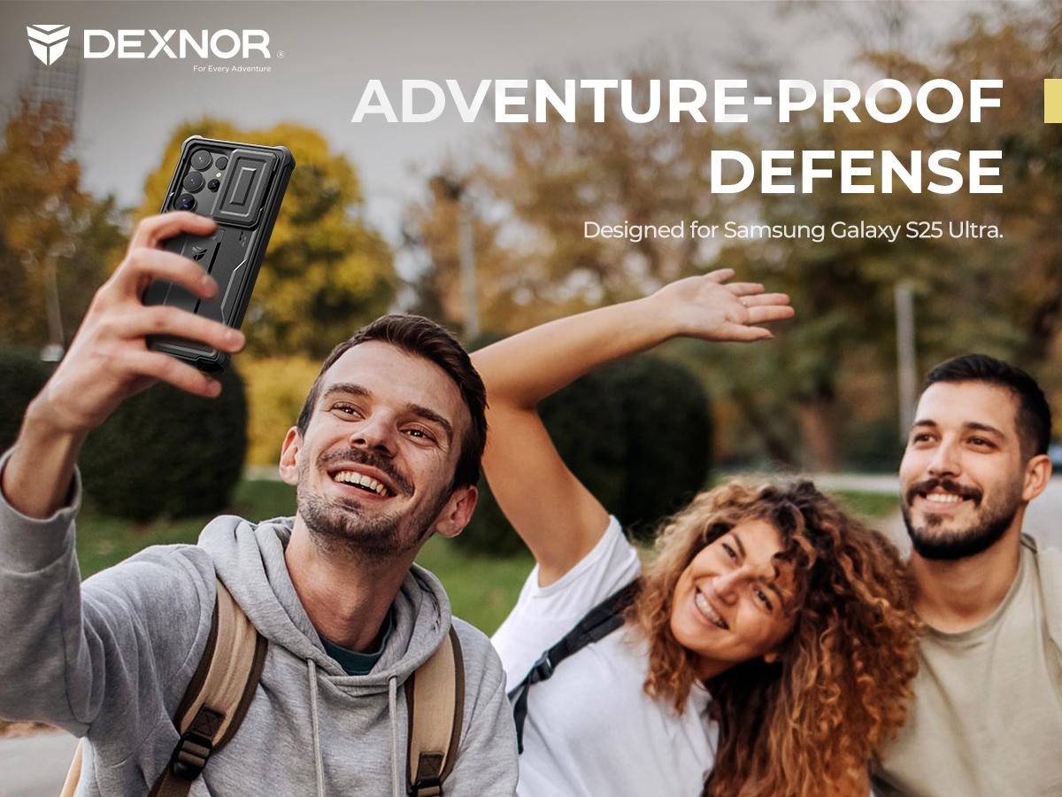 Dexnor for Samsung Galaxy S25 Ultra/S25 Plus/S25/S25 Edge Case with Built-in Slide Camera Cover & Screen Protector & Kickstand, Heavy-Duty Shockproof Rugged Case Full-Body Bumper Cover