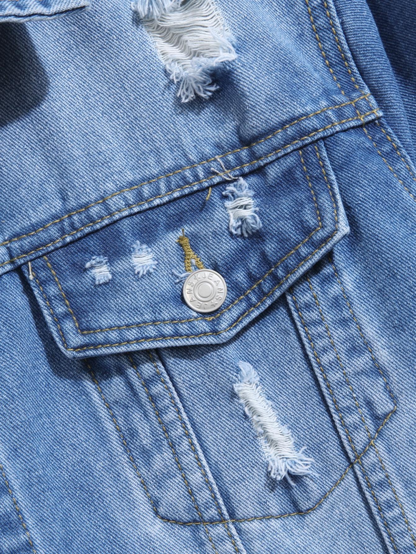 Stylish Streetwear Men Ripped Distressed Slim Denim Jacket Male Casual Jean Jacket Coat Menswear Tops Long Sleeve SpringStatements