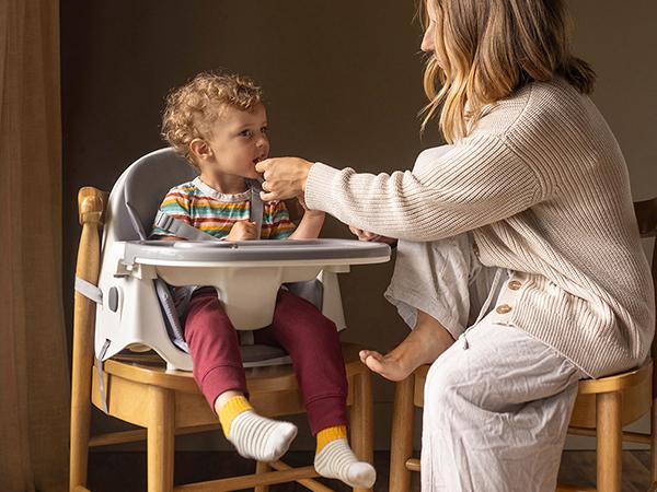 HARPPA 6-in-1 Convertible Baby High Chair, Foldable Highchair with Removable Tray, Baby Feeding Chair With Harness & Storage Basket, Christmas Toddler Gift, Baby Items