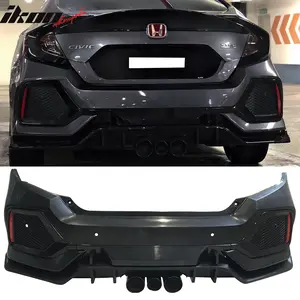 Rear Bumper Cover for Honda Civic 10th-Gen 2016-2021 CTR Type R Black PP