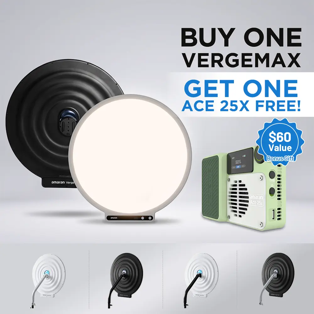 amaran Verge Max with Stand Adapter, LED Video Light,60W Bi-Color 22in Circular Edge-lit Panel Light,APP Control with Desk Clamp Stand Dimmable Desk Light for Home Office, Gaming, Podcast