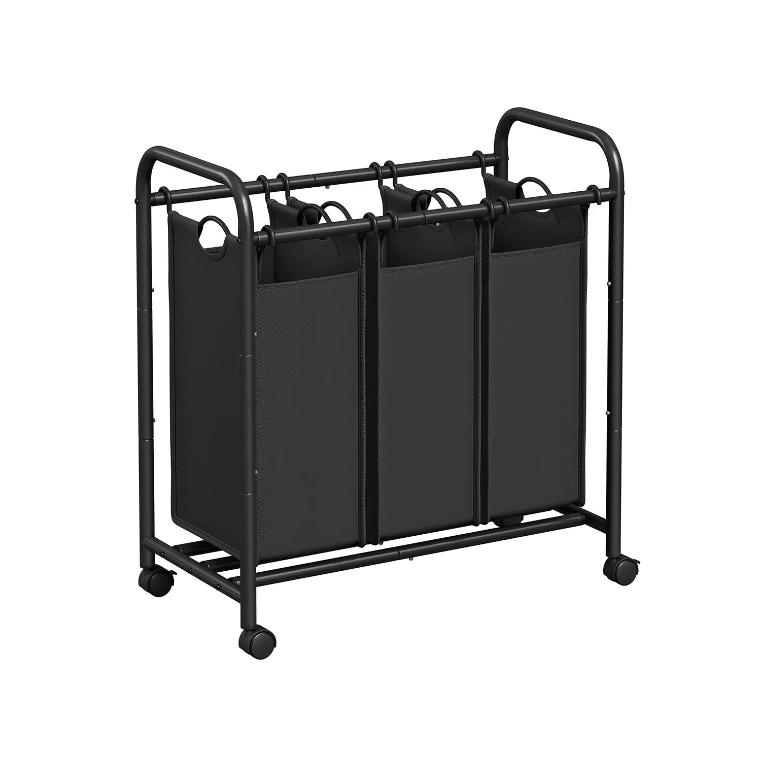 3-Section Modern Laundry Basket Organizer - Wheeled Laundry Basket with Lockable Wheels for Home Organizing Storage