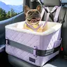 PETSFIT All-Seasons Soft Foam Dog & Cat Booster Car Seat - Easy-to-Wipe Oxford Fabric, Patented Safety Buckles, 2 Storage Pockets, Detachable Clip-On Safety Leash for Small Pets Under 30 LBS, Elevation Boost