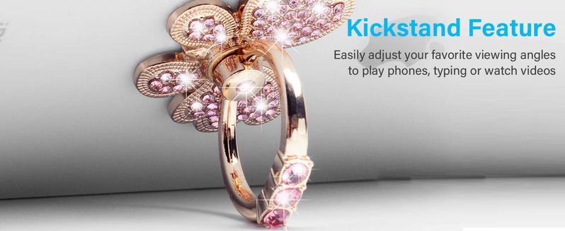 2-Pack Luxury Glitter Diamond Finger Ring Stand – Universal Metal Pop Socket Grip for iPhone 15/14/13/12/11 Pro Max, Galaxy Ultra & All Smartphones