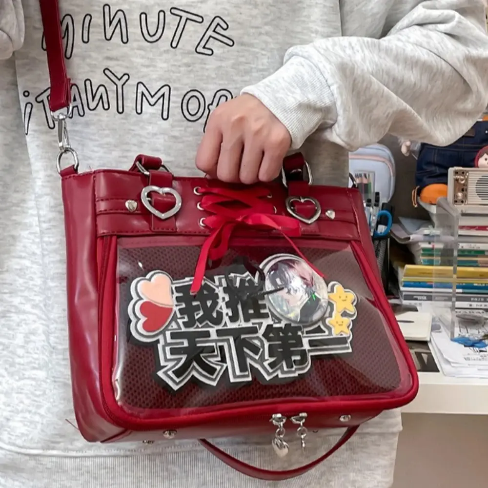 Italife Small Red Ita Bag Crossbody with Ribbon Women Kawaii Clear Cute Shoulder Bag Student Girl Heart Ita Bag with Insert 2026