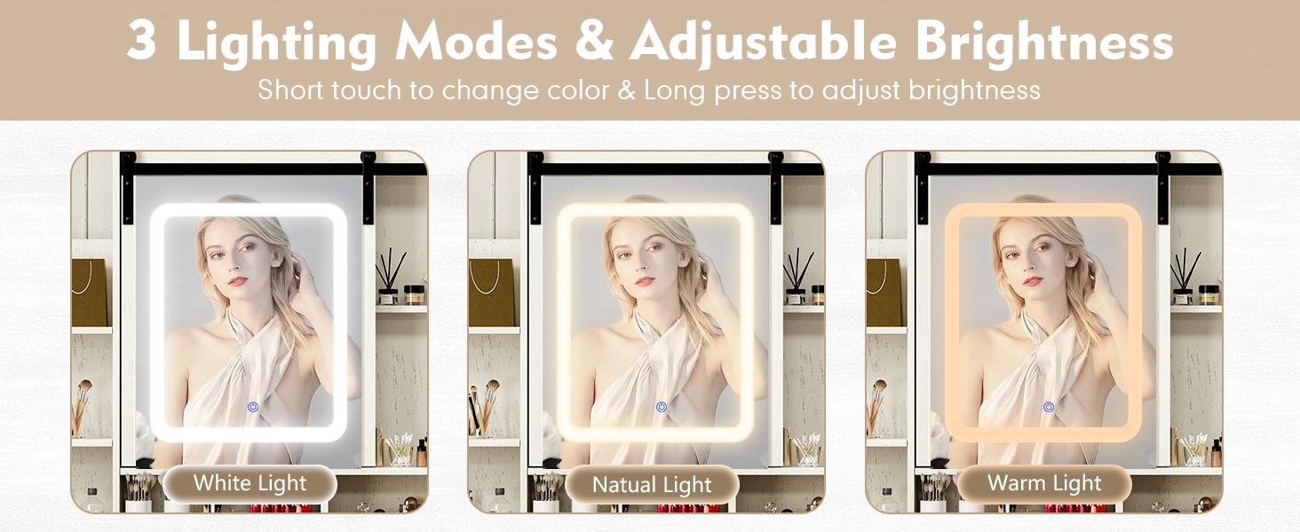 Makeup Vanity with HD Mirror, Dressing Table with Adjustable LED Lighting, Vanity Desk Ample Storage & Built-In Power Outlets – Perfect for Beauty Essentials and Home Use