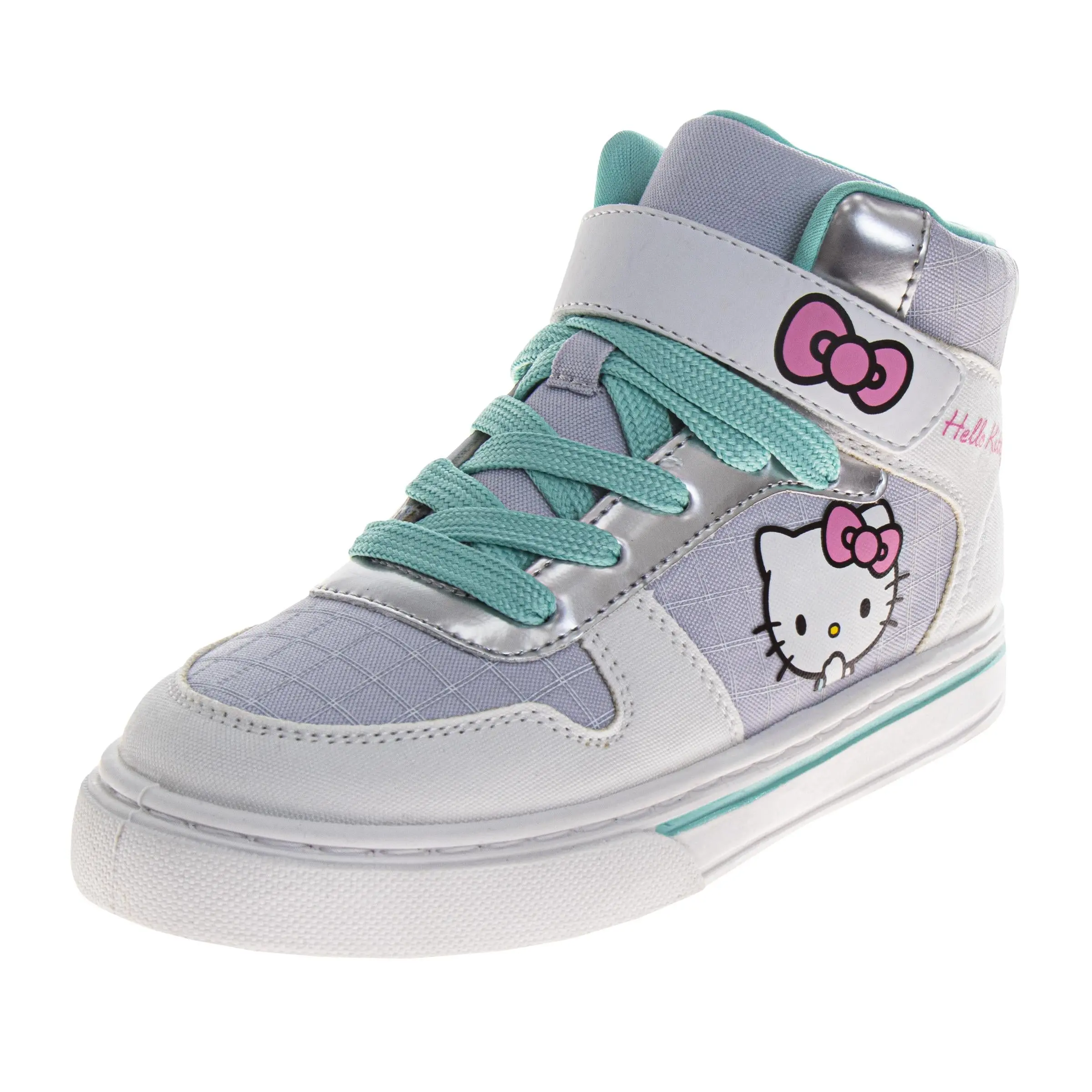 Josmo Girls' Hello Kitty Casual High Top Sneaker Trainer, Trendy Lace-Up Shoe with Hook and Loop Closure, Cushioned Footbed, Shoes Sneakers, Casual Athletic Trainers, Fashion Trainers