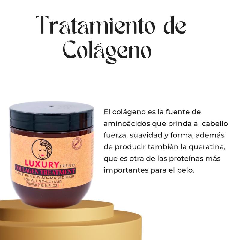 Luxury Trend set para eliminar el frizz del cabello a base de Keratina y collagen hidrata,nutre y elástica el cabello