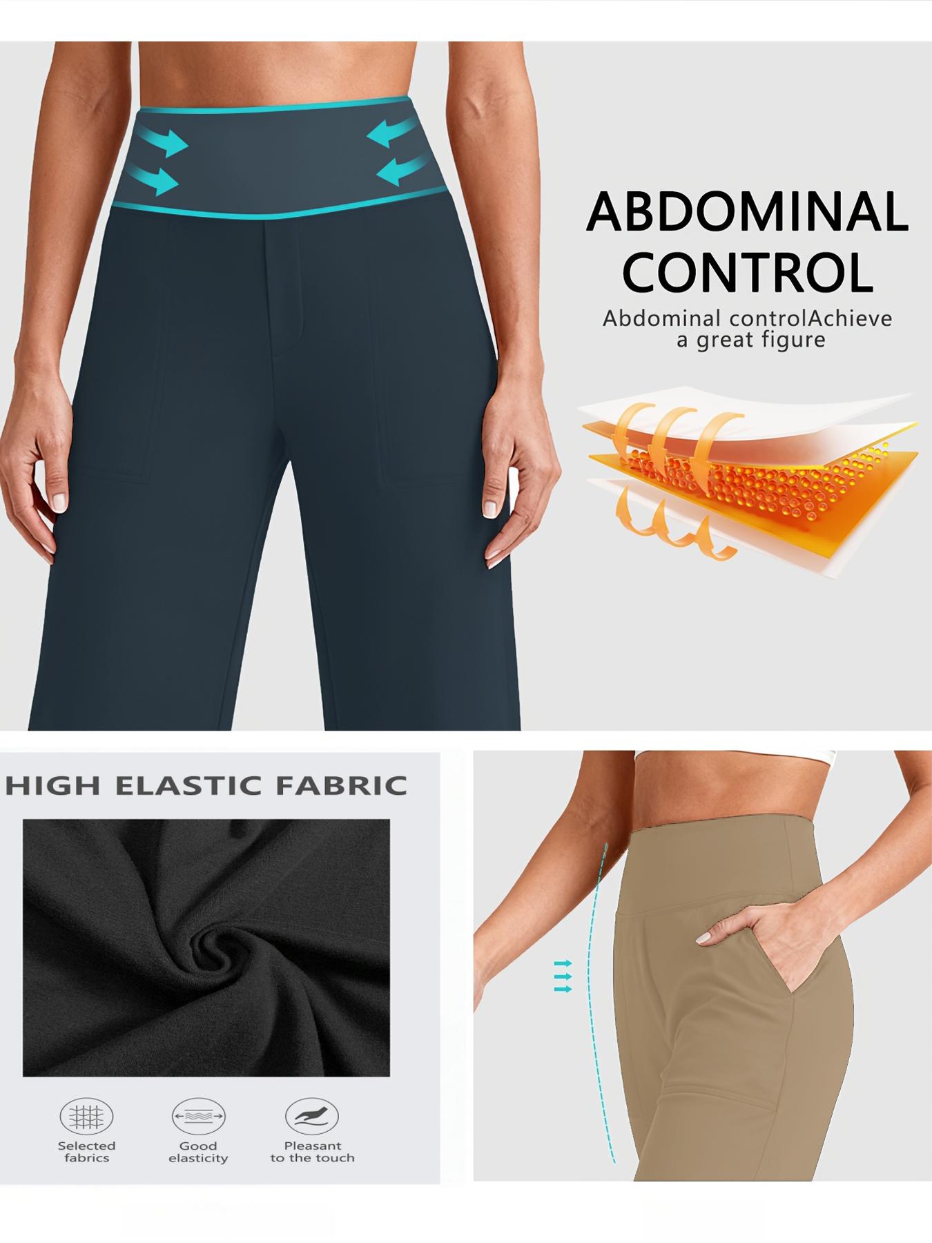 3-Pack Women'S Plus-Size Solid Color Fitted Straight-Leg Stretchy Pants, High-Waisted Leggings, Elegant And Stylish Trousers, Women'S Long Pants, Plus-Size Clothing, Women'S Straight-Leg Pants, Soft Leisure Pants with Pockets, Perfect for Spring