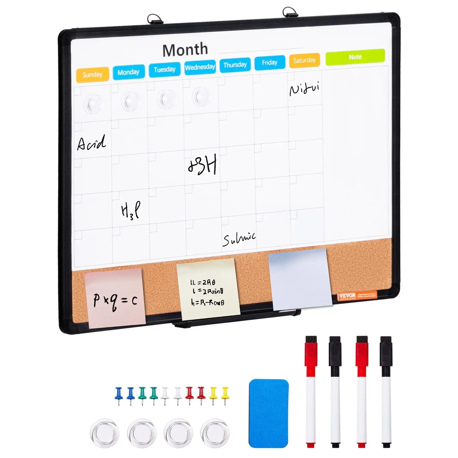 【Summerfinds】VEVOR 24"x18" 2-in-1 Magnetic Dry Erase & Cork Board Combo with Aluminum Frame - Wall Mount Wall PlannerIdeal for OfficeHome, Wall Planner