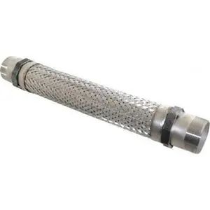 Made in USA 18" OAL, 2" ID, 450 Max psi, Flexible Metal Hose Assembly 2" Fitting, Male Pipe x Male Pipe End Connections, 304 Stainless Steel Fitting, 321 Stainless Steel Hose