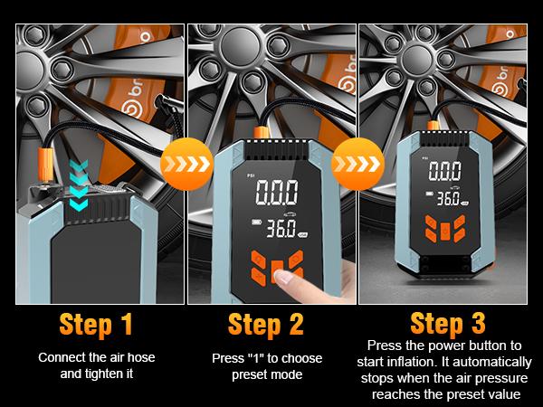 Portable Car Jump Starter with Air Compressor, 12V Battery Booster for 6L Gas/3L DL, 1000A 150PSI Tire Inflator, Smart Jumper Cables, LED Flashlight, LCD & Tire Pressure Display