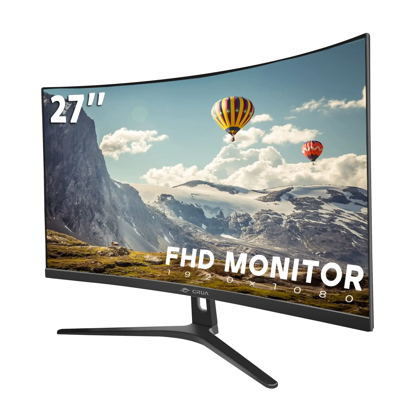 CRUA 27" FHD 1080P 100Hz Curved Computer Monitor, 1800R, HDMI/VGA, Black | VA Screen, 120%sRGB, Low Blue Light, Three-Sided Narrow Bezel and 100x100mm Wall Mount for Office, Dormitory, Movies and Work,back to school,back to school haul