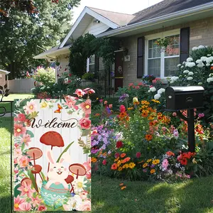 Farmhouse Easter Garden Flag 12x18 Double Sided, Small Burlap Bunny Holiday Flag for Yard, Lawn, and Porch Decor