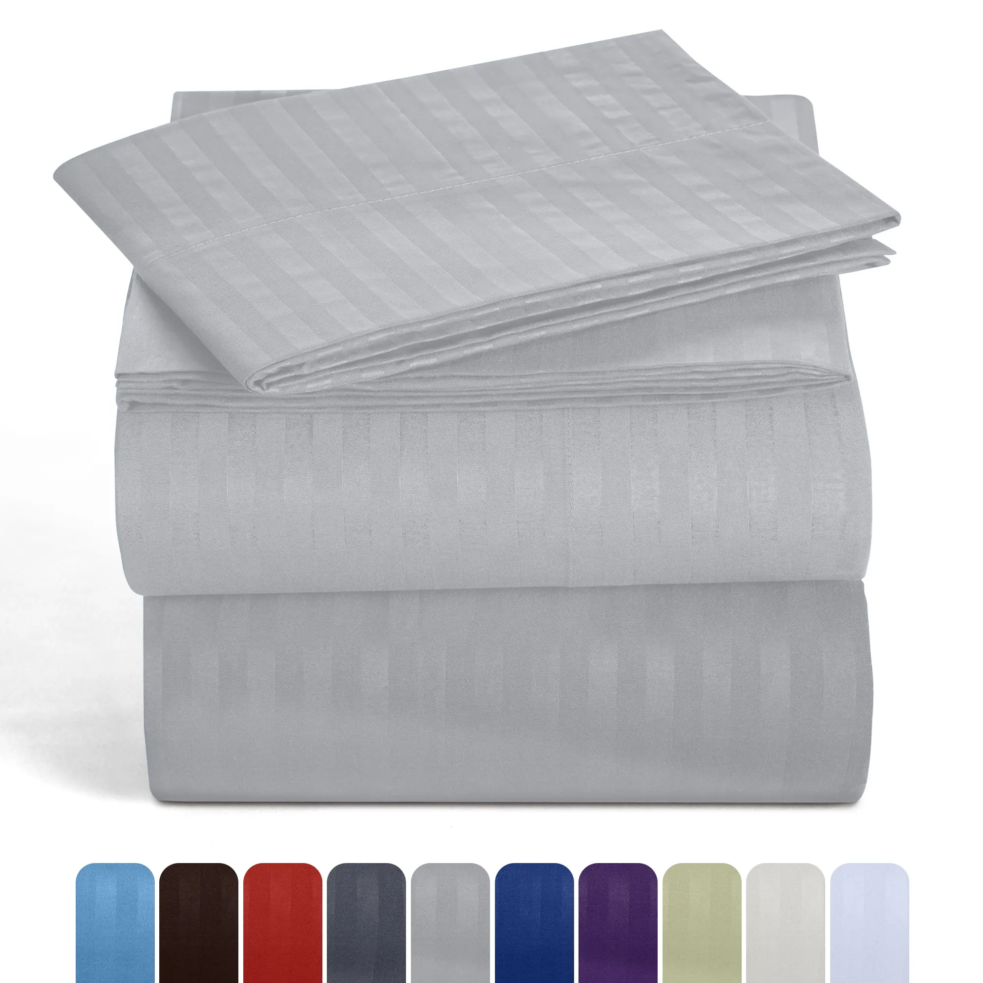 Lux Decor 4 Pc Striped Bed Sheets Set - Upto 16" Deep Pocket Hotel Luxury Sheets Comfy Breathable & Cooling Bedding Set with Pillowcases - Fade & Stain Resistant Bedding Accessories - Bedding Supplies - All Season Bed Sheet Sets - Summer Gifts