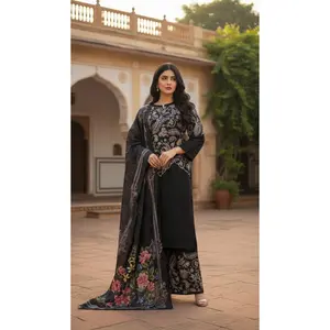 Khaddar Embroidered Black Suit