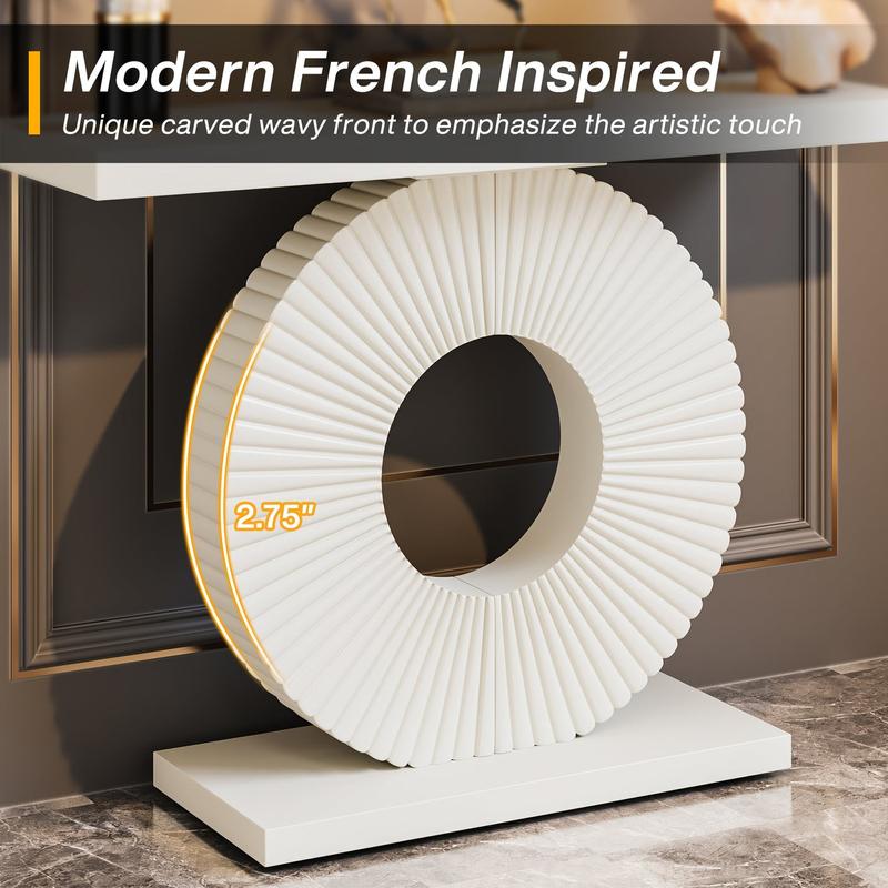 Spaco Modern Console Table with Geometric Wood Base | 40" Narrow Long Contemporary Entryway Sofa Table for Living Room, Hallway & Foyer | Accent Table