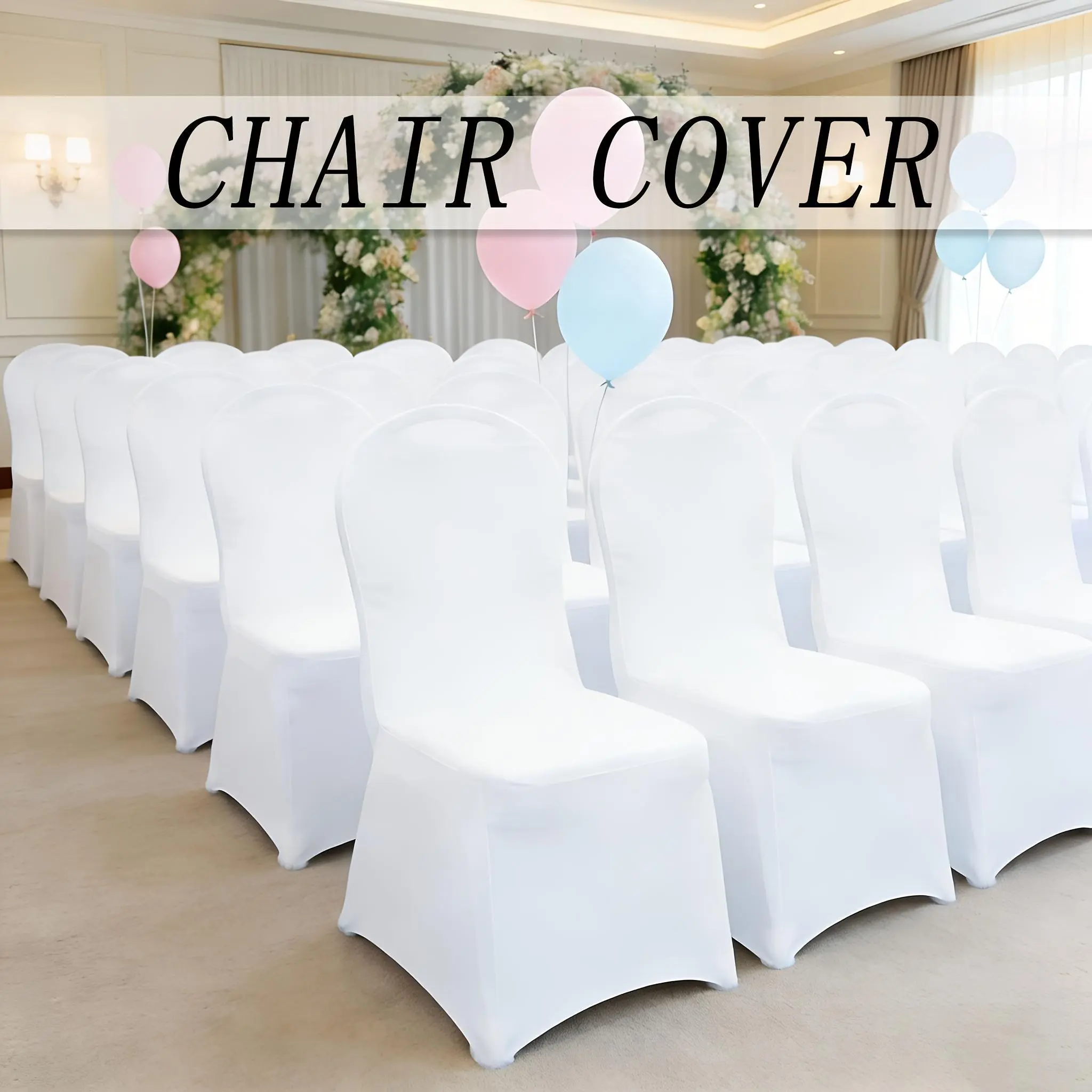 30/50/100 pcs elastic spandex wedding chair covers, clearance blowout sale, party chair covers, white, black, washable, stretchable fit, suitable for wedding decor, party decorations, birthday celebrations, Elastic Banquet Chair Cover, Adjustable Stretch